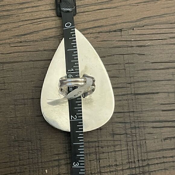 MONTANA Agate Large Teardrop Sterling Silver Ring - Picture 6 of 10